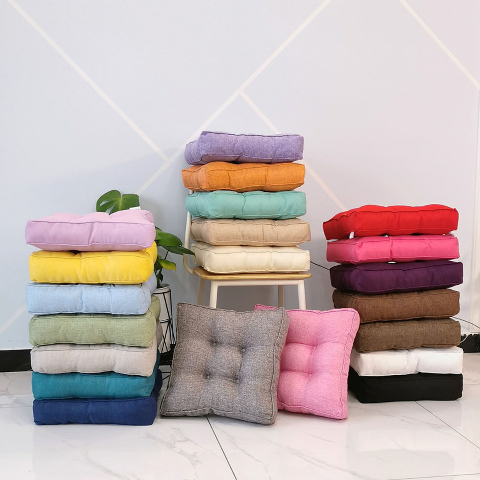 Matoen12 Solid Color Thick Canvas Seat Cushion, Skin-Friendly