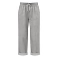 thumbnail image 4 of Cropped Beach Pants for Women 2026 Spring Summer Relaxed Fit Elastic Waist Straight Leg Lightweight Linen Pants with Pockets, 4 of 5