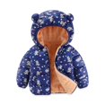 thumbnail image 3 of GYRATEDREAM Infant Baby Winter Coat Cute Teddy Bear Hooded Padded Jacket Warm Fleece Outerwear Windproof Toddler Boys Girl Winter Clothes for 6-9M Blue, 3 of 6