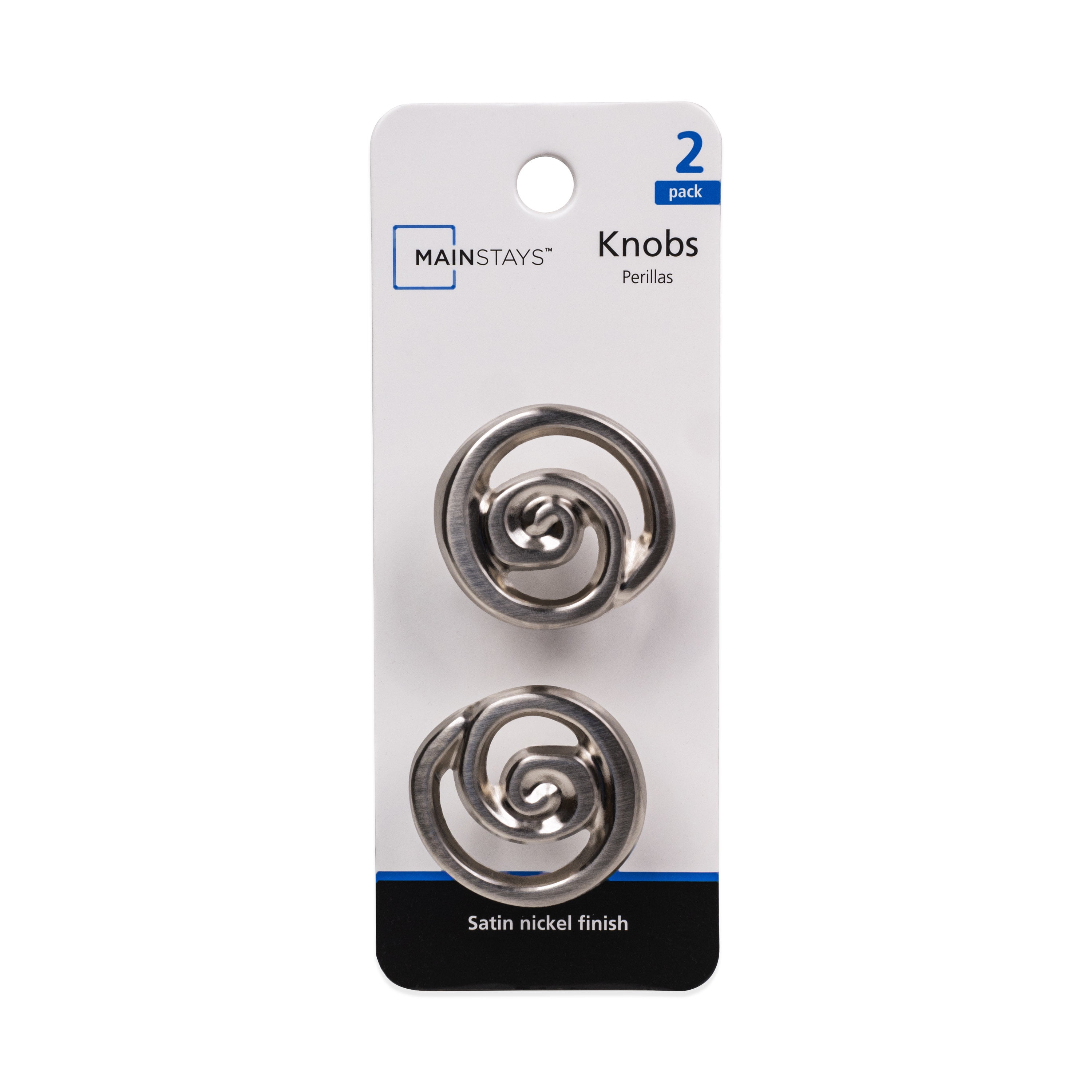(2 pack) Mainstays 1-1/3" (34mm) (2oz) Swirl Cabinet Knob, Satin Nickel, 2 Pack