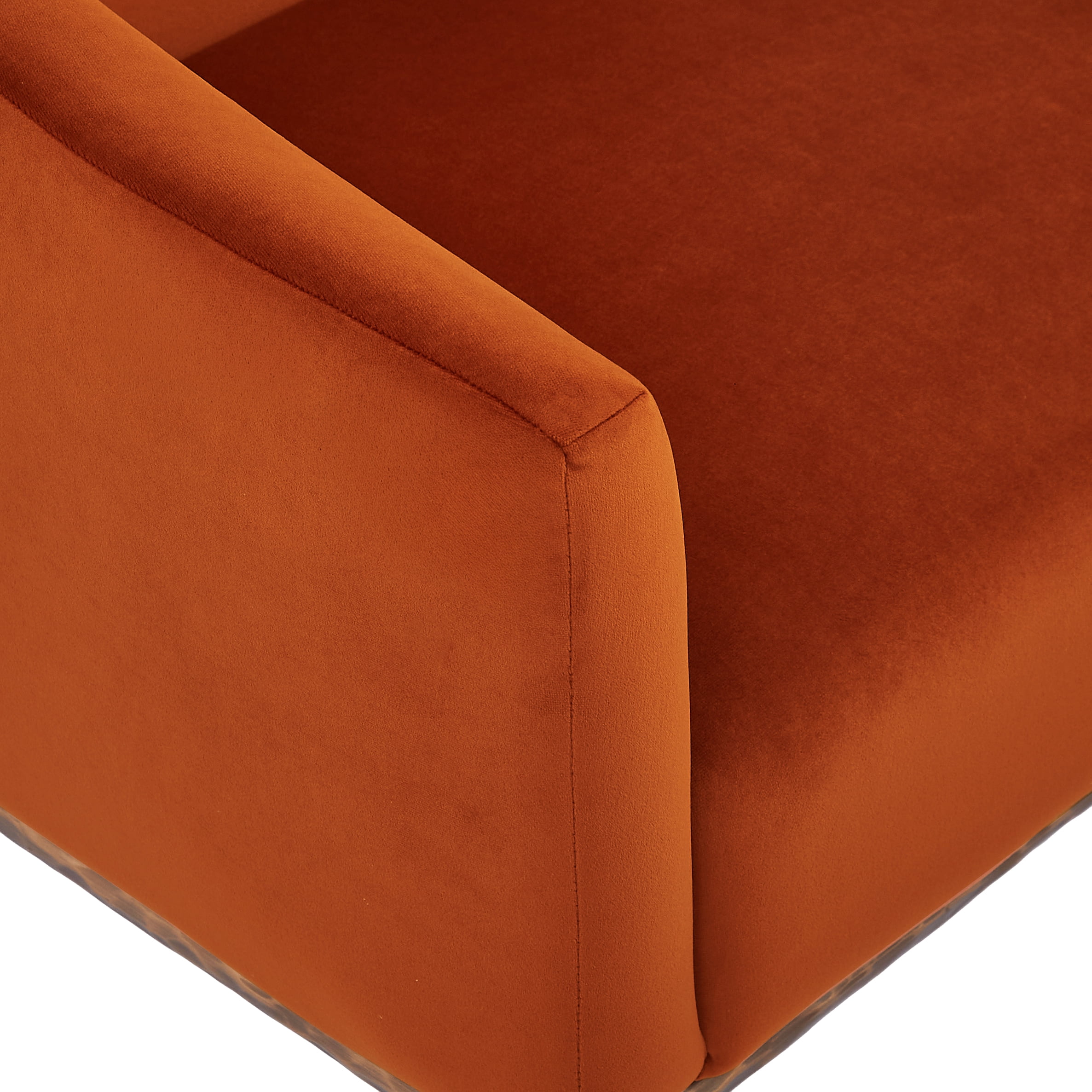Euroco Modern Barrel Accent Chair, Chenille Upholstered Armchair with Hammered-Texture Metal Base,Cozy Reading Chairs for Living Room Bedroom,Burnt Orange
