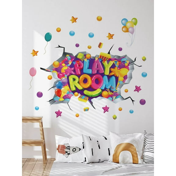 Playroom Wall Decals Kids Walls Decor Stickers Colorful Inspirational Wall Decals Peel and Stick 3D Broken Walls Motivational Quotes Decal Polka Dot Sticker for Classroom Nursery Kids Bedroom Decor