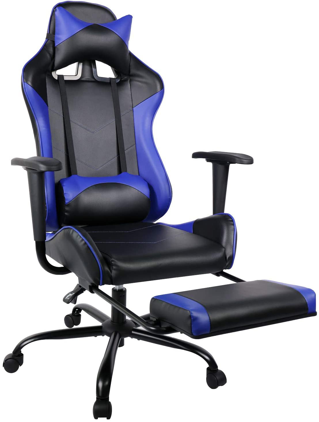 GAMING CHAIR RACING HOME OFFICE CHAIR EXECUTIVE SWIVEL RECLINER LEATHER+FOOTREST 