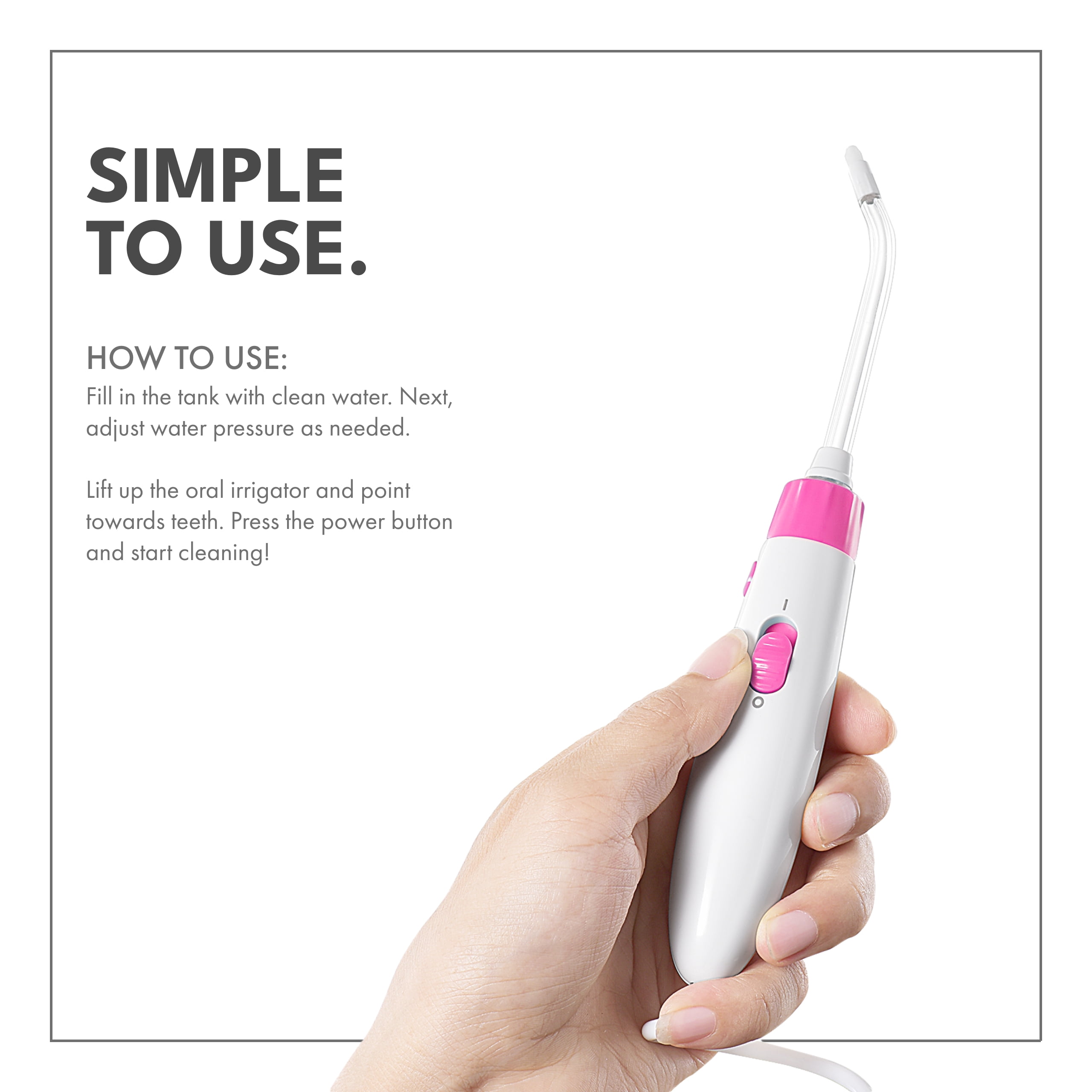 ToiletTree Products Water Flosser for Kids BPA-Free Portable Water Flosser with 600ml Capacity, Pink