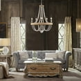 thumbnail image 3 of TOMIYA Beaded Chandelier Boho Wood Farmhouse Dining Room Light Fixture  French Country Nursery Rustic 5- Light Pendant Light, 3 of 6