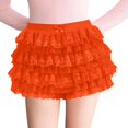 thumbnail image 3 of Women Y2K Lace Multi-Layered Bloomers, Ruffle Shorts, Short Pumpkin Pants, Elastic Waist Sweet Pettipants Orange Red L, 3 of 7