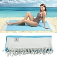 thumbnail image 3 of Nova Luxury Linen Quick Dry Turkish Beach Towels 100% Organic Cotton, Aqua, 3 of 7