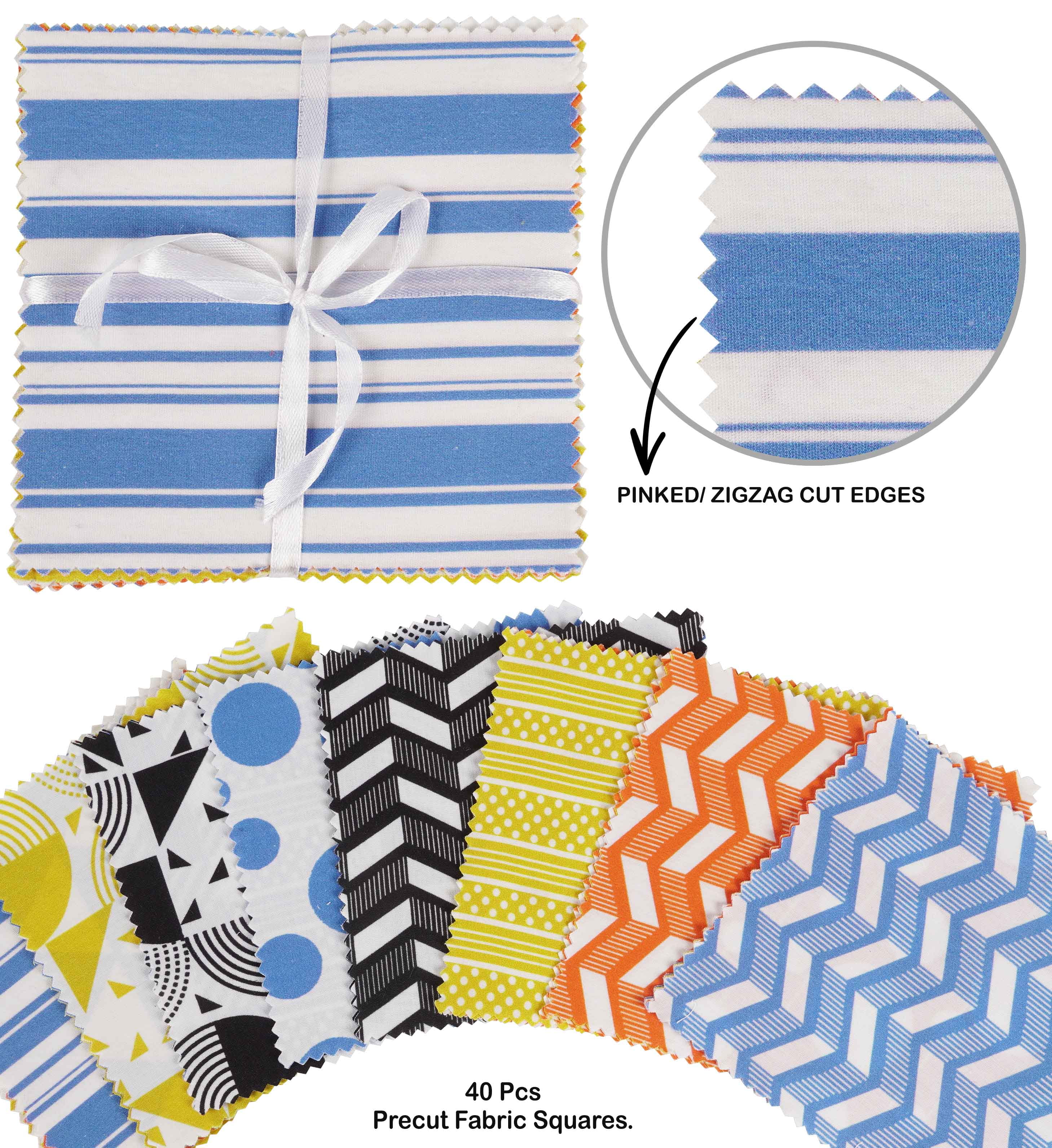 Soimoi Stripes Print&nbsp;Precut 10-inch Cotton&nbsp;Fabric&nbsp;Quilting&nbsp;Squares&nbsp;Charm Pack DIY Patchwork Sewing Craft-Blue