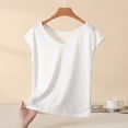 thumbnail image 2 of Women's V Neck Cap Sleeve Loose Fit Top Lightweight Breathable Stretch Basic Layering Shirt Comfy Sleepwear Pajama Blouse L-4XL White, 2 of 6