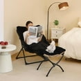 thumbnail image 3 of 15 Inch Folding Ottoman Set of 2, Foldable Footrest Stool for Couch, Small Foot Stool for Sofa, Accent Padded Ottomans for Living Room Bedroom Black, 3 of 8