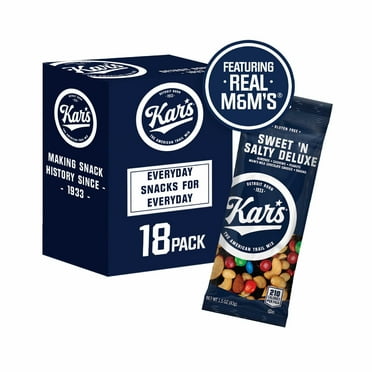 Kar’s Nuts Sweet ‘N Salty Deluxe Trail Mix, 1.5 oz Individual Snack Packs - Bulk Pack of 18, Gluten-Free Snacks