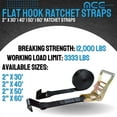 thumbnail image 2 of Mega Cargo Control USA 2 Pack Heavy Duty 2" x 60' Ratchet Strap Flat Hook Flatbed Truck Farm Tie Down, 2 of 5