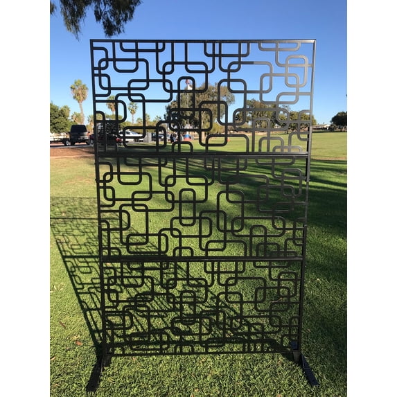 Metal Privacy Screen, Laser Cut Decorative Steel Privacy Panel Metal Fencing, Hanging Room Divider Partitions Panel Screen,48x75in 002