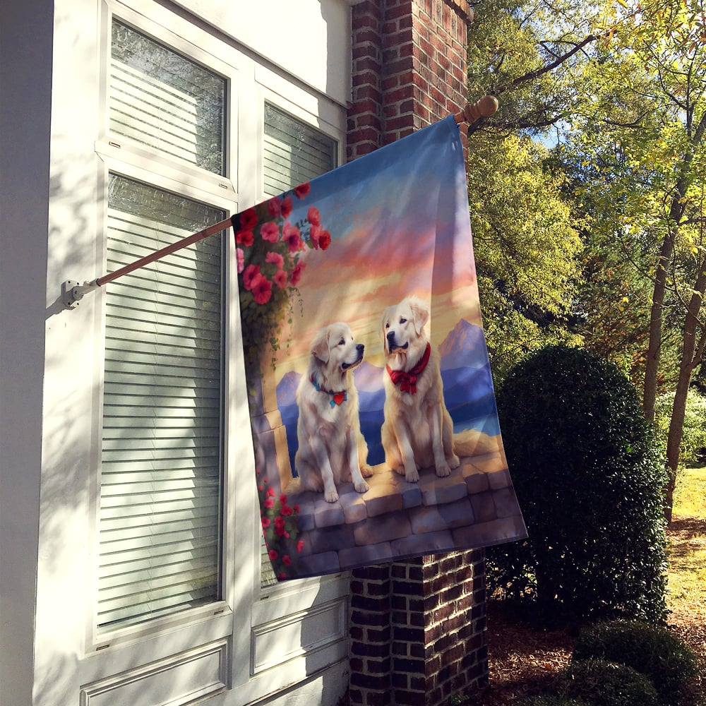 Great Pyrenees Two Hearts House Flag 28 in x 40 in