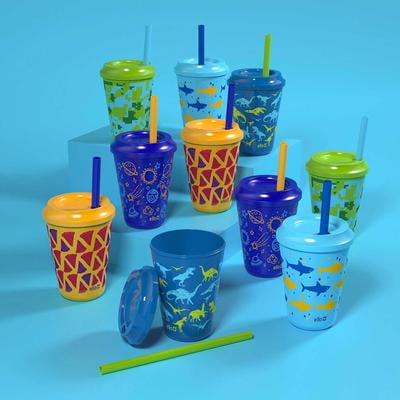 Ello Kids 16oz Color Changing Tumblers with Lids and Straws  10 Pack-Rainforest