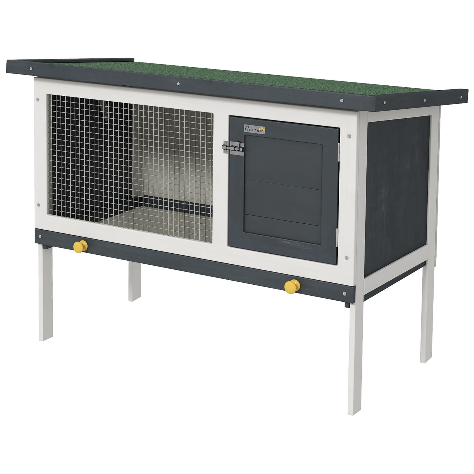Favory Wooden Rabbit Hutch Indoor, Bunny Cage Outdoor, Guinea Pig House with Pull-Out Tray, and Openable Asphalt Roof