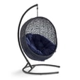 thumbnail image 2 of Modway Encase Modern Rattan/Fabric Outdoor Swing Chair with Stand in Black/Navy, 2 of 9