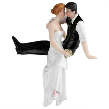 Wedding Cake Toppers Couple Bride and Groom Resin Figurine Funny Decoration