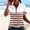 Brown, variant on Women's Summer Loose Short Sleeve Tops Color Block Striped Printed Tshirt Zip Stand Neck Shirts Pullover Clothes