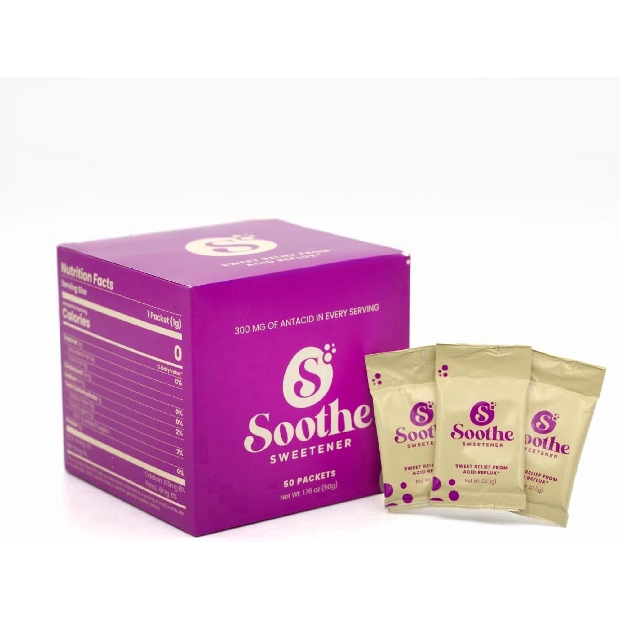 Soothe Sweetener: Sweet Relief from Acid Reflux - The Antacid Sweetener for Beverages, Acid Reflux Relief, Calcium Carbonate, Pleasant Sweetness - 1 Pack