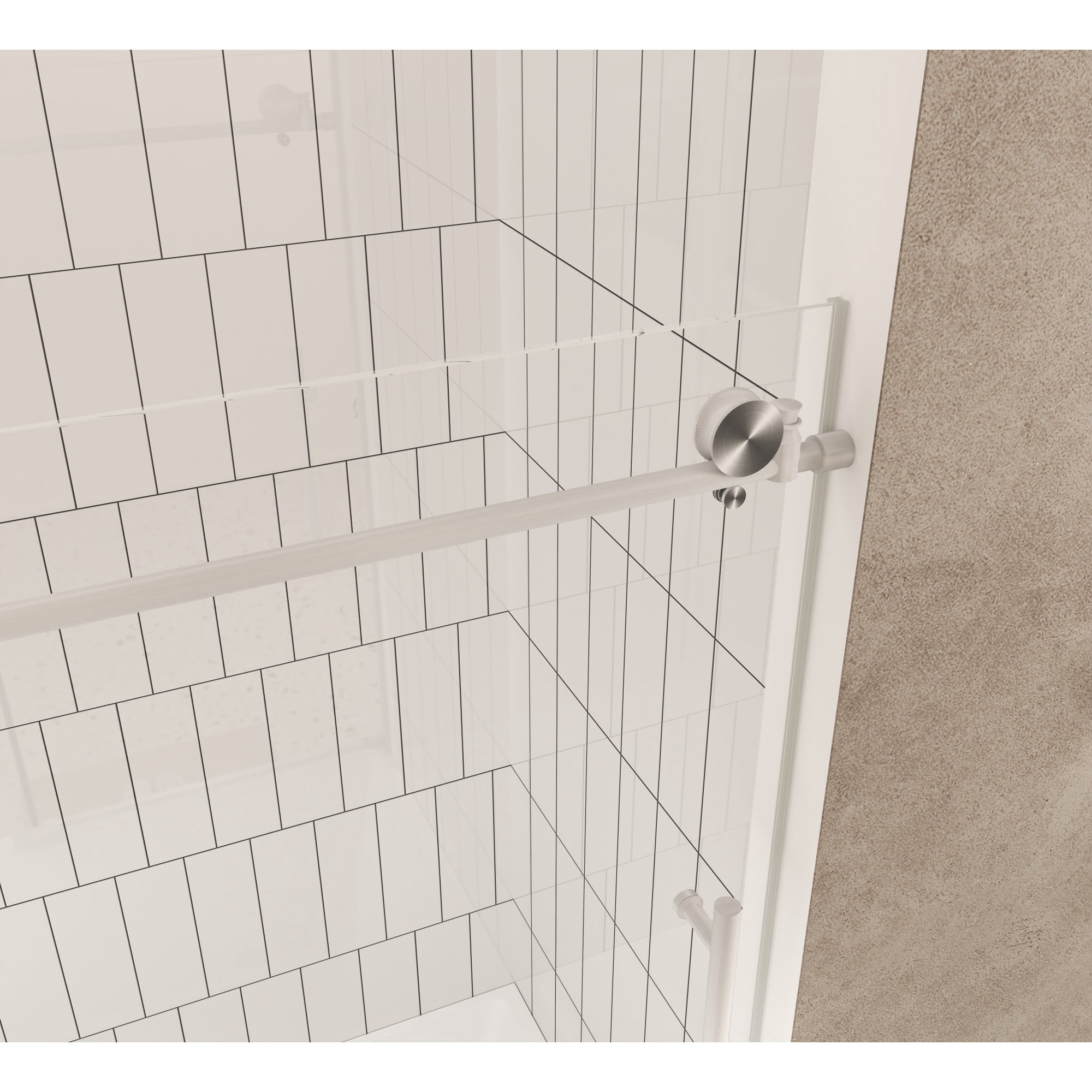Leumius Frameless Sliding Shower Door,56-60"W x 60" H,1/4" Clear Tempered Glass,Stainless Steel Handle,Brushed Nickel