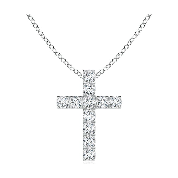 ANGARA Natural Flat Prong-Set Diamond Cross Pendant in 14K White Gold for Women (Size-2mm| Color-G| Clarity-VS2) | April Birthstone, Anniversary, Jewelry Gift for Women | Natural Diamond Necklace