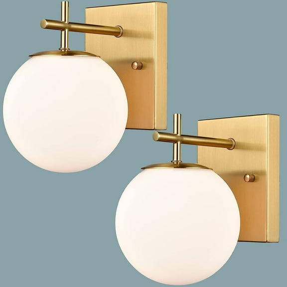 Gold Wall Sconces Globe Wall Light Brass Modern Vanity Light 1-Light Set of 2