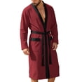 thumbnail image 6 of Jopfuhed Mens Robes Lightweight Long Kimono Bathrobe with Pockets Colorblock Breathable Cozy Spa Shower Nightwear Bath Robes, 6 of 10