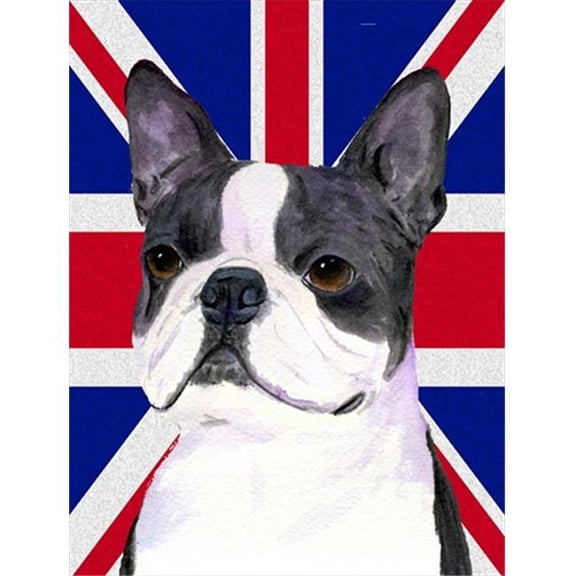 Boston Terrier With English Union Jack British Flag Flag Garden Size