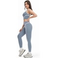 thumbnail image 5 of AEXTO Two Piece Womens Workout Set Backless Color Block Tank Tops Matching High Waist Leggings Gym Work Out Outfits, 5 of 7