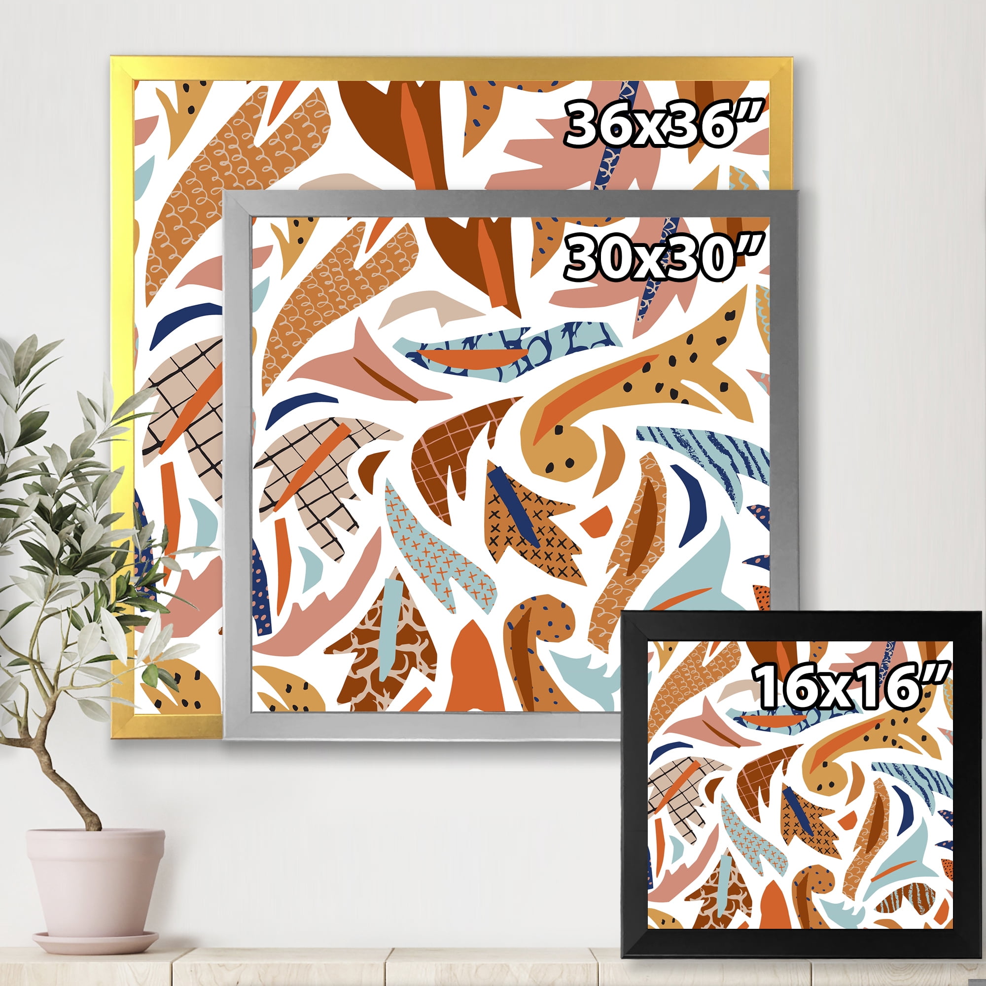 Designart 'Baroque Inspired Stylized Doodles Shapes' Bohemian & Eclectic Framed Art Print