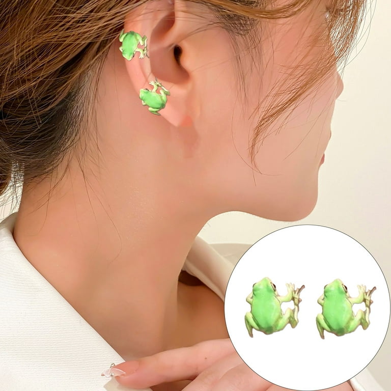 Kiskick Vibrant Frog Earrings Women Frog Earrings Pair Funny