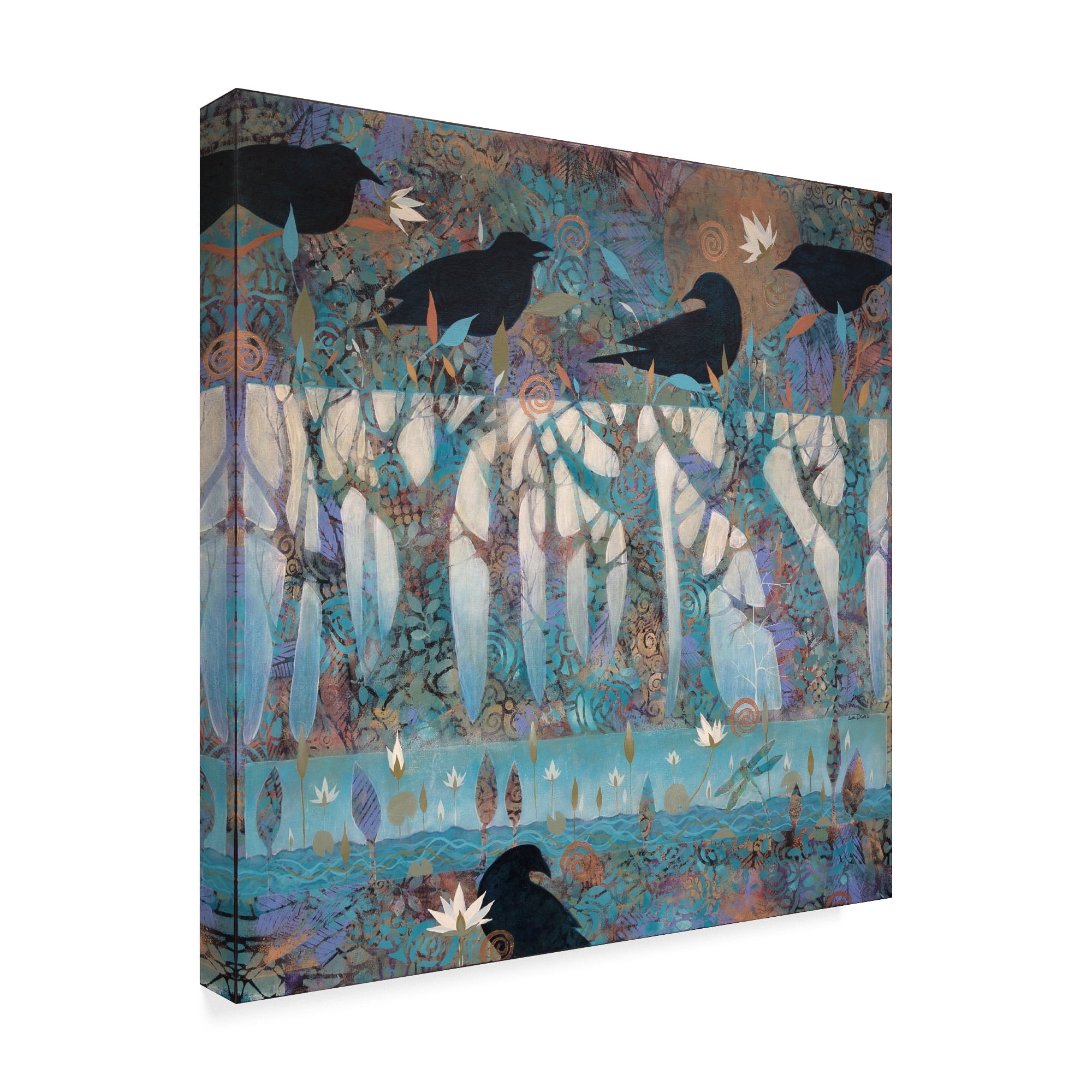 Trademark Fine Art 'Crows and Waterlilies' Canvas Art by Sue Davis