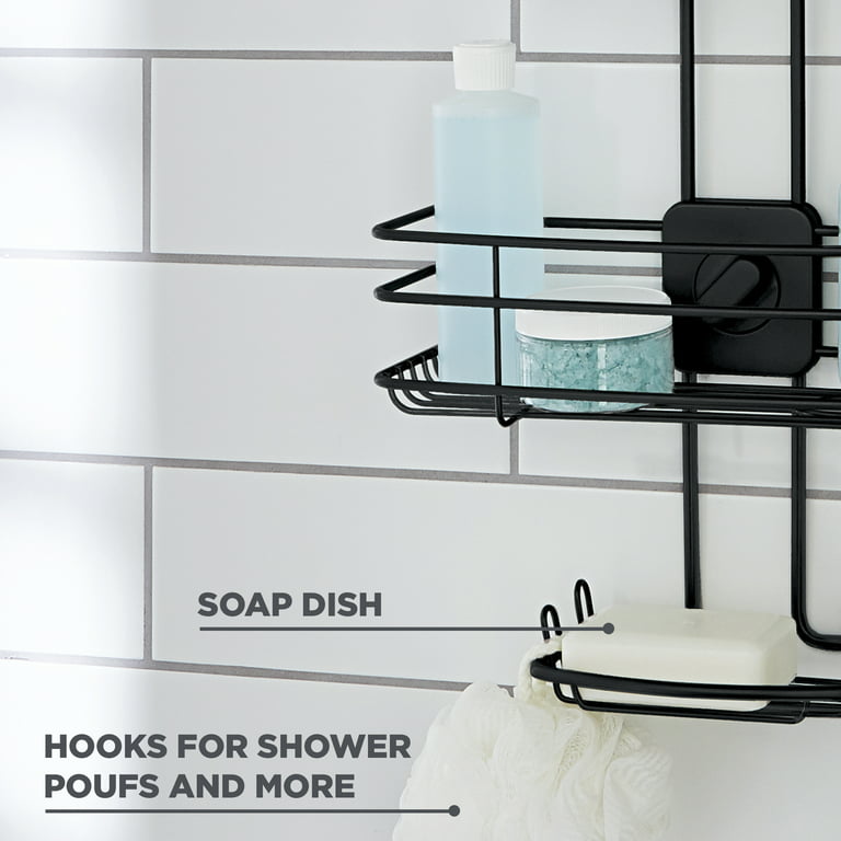 Menbyci Black Shower Caddy, Corner Bathroom Shelf, Rust Proof Stainless  Steel, Holds Soap, Shampoo, Razor, 2 Pack