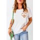 thumbnail image 1 of ABPHQTO Camiseta de manga corta con estampado gráfico de esqueleto espeluznante blanco para mujer, 1 of 5