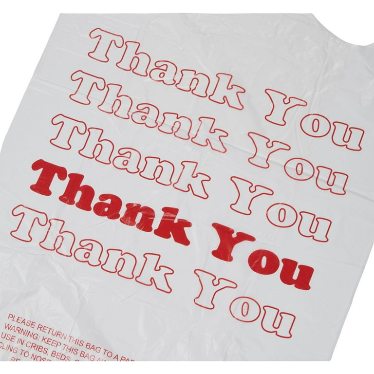 Large Plastic Thank You Bags T Shirt Bags 18 x 8 x 30 Case of 500