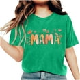 thumbnail image 4 of Black and Friday Discounted Items under $5 GaThRRgYP Mama Shirts for Women Women Mother's Day Gift Mom Flower Print Short Sleeve Round Neck T-shirt Pattern Top Green M, 4 of 7