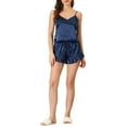 thumbnail image 2 of INSPIRE CHIC Women's Satin Lingerie Cami Tops and Shorts Sleepwear Pajamas Sets M Blue, 2 of 6