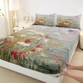 thumbnail image 3 of Feelyou Rustic Floral Flower Queen Sheet Sets for Kids, Vibrant Groovy Daisy Flat Sheet, Western Oil Printing Floral Queen Fitted Sheet, Luxury Bedroom Decor, 4-Piece, 3 of 7