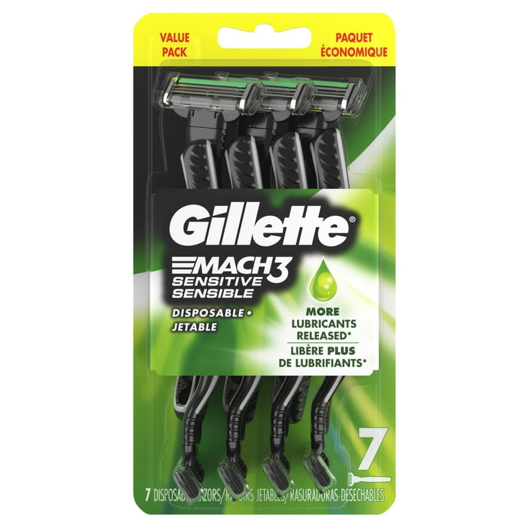 Gillette Mach3 Sensitive Men's Disposable Razors, 7 Count