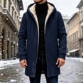 thumbnail image 6 of Ywyfzly Men's Hooded Fleece Coat Zip Up Sherpa Lined Long Jacket with Pockets Solid Color Warm Winter Outerwear Navy M, 6 of 7