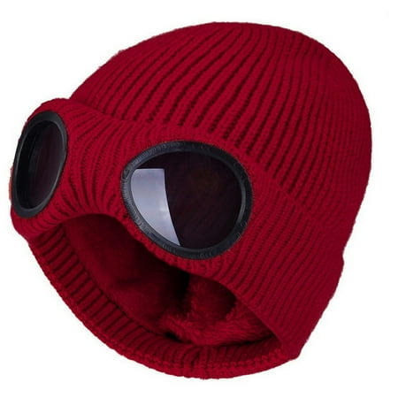 

Dadaria Winter Hats for Women Men And Women Knitting Ear Protection Woolen Cap Warm Glasses Ski Cap Wine Women