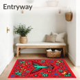 thumbnail image 3 of ODIKA 2'x3' Machine Washable Non-Slip Area Rug, Hummingbird Mosaic Medley with Blossoming Flora Motifs High Traffic Rug, Red, 641146, 3 of 7