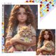 thumbnail image 1 of Con Cuentas Cuadradas 5D DIY Niña Gatito Del 45x60cm, 1 of 9