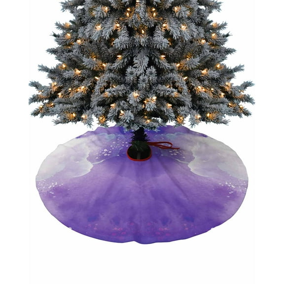 Purple Christmas Tree Skirt 36 Inches Large Christmas Skirt Tree, Contemporary Modern Abstract Art Tree Skirt Christmas Decorations for Fireplace Party Holidays Indoor Outdoor
