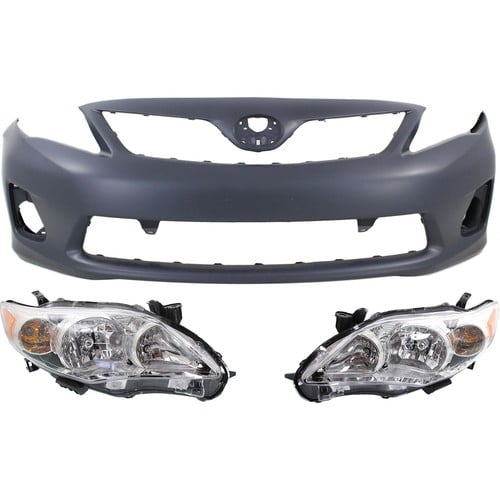 Headlight Kit Left and Right with Bumper For 2011-13 Toyota Corolla Base CE LE