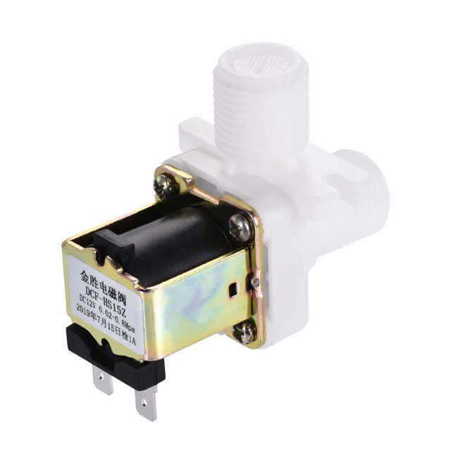 Válvula solenoide eléctrica de plástico DC12V G1/2" x 20mm de rosca, normalmente cerrada NC, interruptor de flujo de entrada de agua a presión