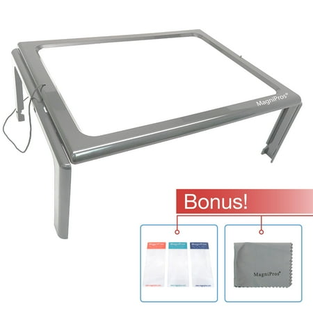 Magnifier With Light - MagniPros 3X Large Full Page LED Lighted Magnifier Magnifying Glass with Upgraded Lens, Flip-Out Legs & 3 Bonus Bookmark Magnifiers Ideal for Reading and Low Vision Seniors