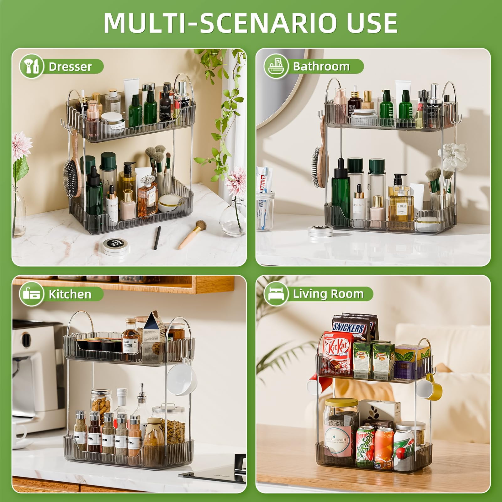 2 Tier Bathroom Counter Organizer，Cosmetic Skincare Organizer