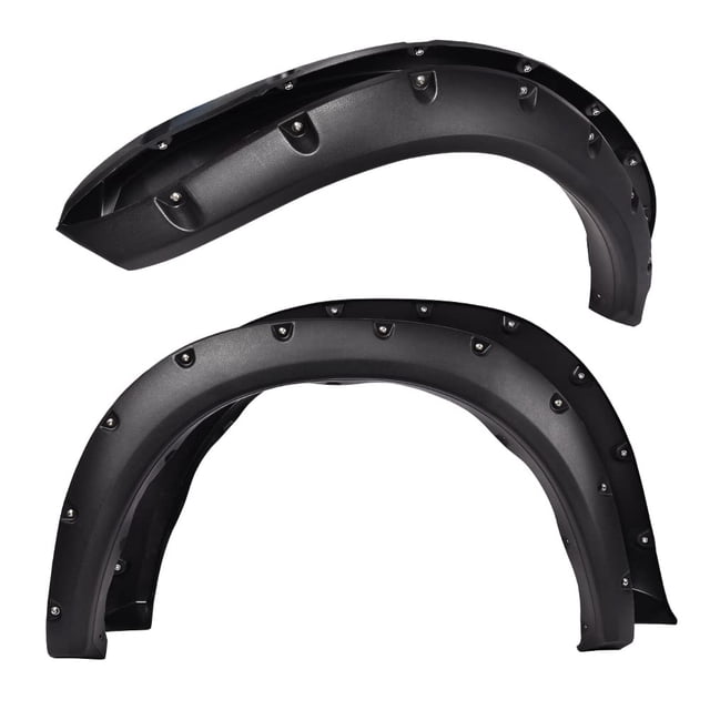 PIT66 Fender Flares, Compatible With 2009-2018 Dodge Ram 1500 Fleetside models/2019-2022 1500 Classic (Not for R/T & Rebel Models) Rugged Textured Black Pocket Riveted Style Wheel Flares Set, 4 Pcs